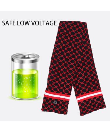 Heated Scarf - USB Electric Neck Wrap with 3 Temperature Settings | Warm Neckwear in Red & Black Grid Design - Perfect for Cold Weather - Buy Online on GoSupps.com