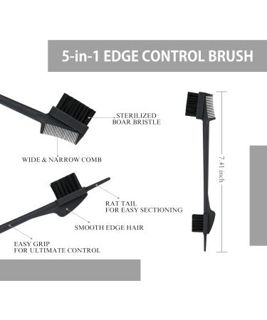 Hair Wax Stick Pomade Tamer Stick for Baby Hair Smoothing Flyaways Taming Frizz Women Styling Cream Gel Slick Back Long Lasting Hair Glue Wigs Bed Head Waxes 5 In 1 Edge Control Brush - Black - Buy Online on GoSupps.com