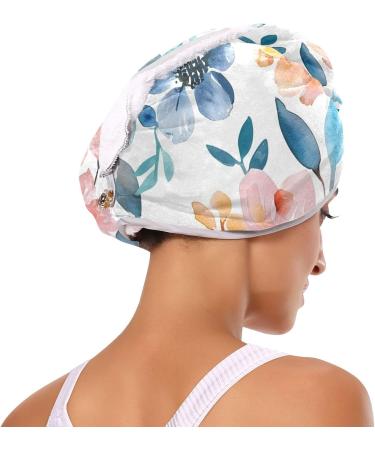 Super Absorbent Watercolor Colored Flowers Hair Towel 2 Pack | Quick Dry Hair Turbans for Women & Girls - Buy Online on GoSupps.com