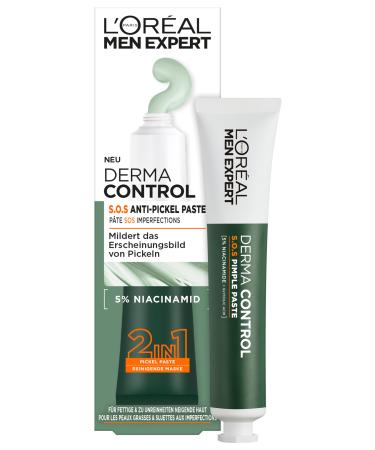 L'Or al Men Expert S.O.S P te boutons 2 en 1 pour hommes galement comme masque facial pour les peaux impures et sujettes l'acn nettoyage du visage anti-boutons pour homme avec 5% de Derma Control 45 ml (Lot de 1)