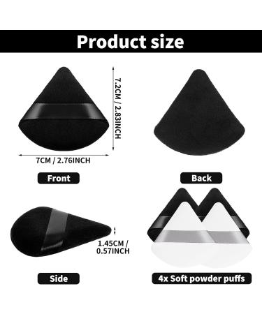 Sibba 4-Piece Triangle Powder Puffs Set for Face & Body | Soft Plush Makeup Foundation Sponges | Washable & Reusable | Ideal for Loose Powder Wet Dry Makeup | Black & White - Buy Online on GoSupps.com