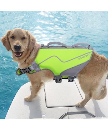 Vivaglory Sporty Neoprene Dog Life Vest - Durable & Comfortable Pet Security Vest Green Large (64-76cm Chest) - Buy Online on GoSupps.com