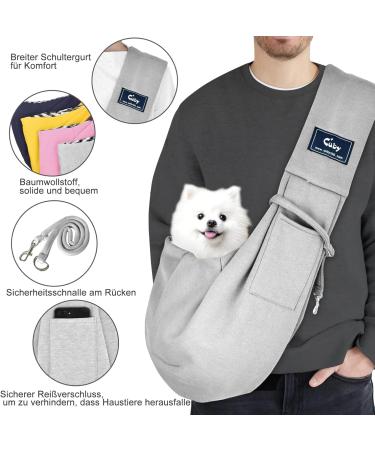 Shop Cuby Dog & Cat Sling Carrier - Soft Cotton Grey Pet Travel Bag for Small Dogs & Cats | Comfortable & Stylish - Buy Online on GoSupps.com
