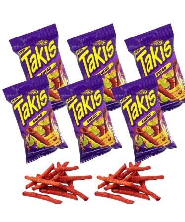 Takis Fuego 54g (PACK OF 6) - Takis Fuego Chilli Pepper and Lime Corn Chips - Extreme Hot - UK product - Multipack - Party Snack - BY BLISSIFY Chilli Lemon Corn Chips 1 Count (Pack of 6)