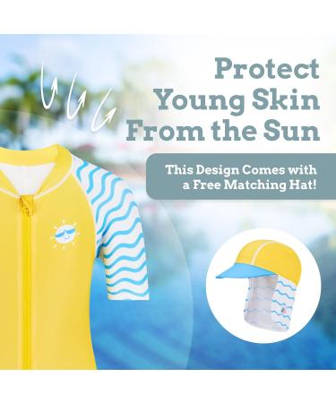 Juicy Bumbles Baby Swimsuit - Short Sleeve One Piece Toddler Swimming Costume, 3-4 Years, Girls and Boys - Buy Online on GoSupps.com