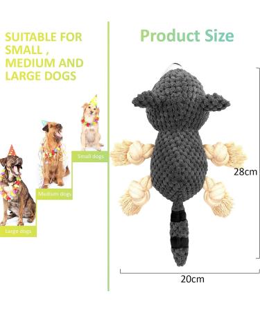 SQinor Plush Squeaking Dog Toy - Interactive Raccoon Cuddly Toy for Large & Small Dogs and Puppies | Durable & Fun - Buy Online on GoSupps.com