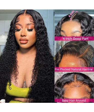 WENYU Deep Wave Transparent Lace Front Human Hair Wig - 150% Density Curly Lace Frontal Closure for Black Women - Buy Online on GoSupps.com