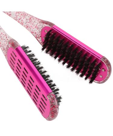 Buy Hair Straightening Splint Comb for Women | Double-Sided Clamp Brush | High-Temperature Resistant Tool for Home Salon | Rose Red Color - Buy Online on GoSupps.com