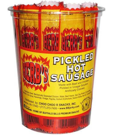 Herbs Pickled Hot Sausages 0.7oz Individually Wrapped - 24-ct Pickled Hot Sausages Per Cup - Buy Online on GoSupps.com