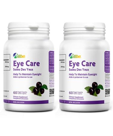 Eye Care Capsules, 2 Packs of 60 Lutein 20mg and Maqui Berry 60mg Servings, Eye Health Supplements for Adults 60 Count (Pack of 2)