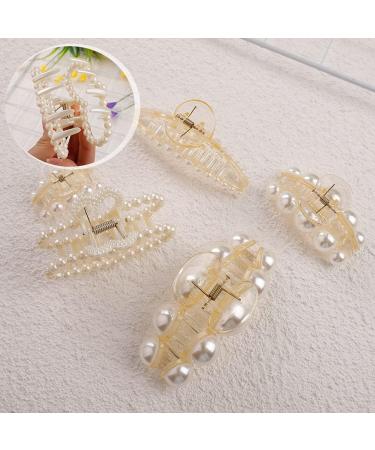 5Pcs Non-Slip Pearl Hair Clips for Women - Strong Plastic Hair Claw Clips for Thick & Fine Hair - Buy Online on GoSupps.com