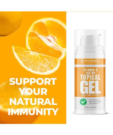 ANDROGENESIS Natural Vitamin C 250mg Gel Topical Antioxidant Support for Skin & Wellness High Absorption Transdermal Formula - 250mg Vitamin C per Serving - Buy Online on GoSupps.com