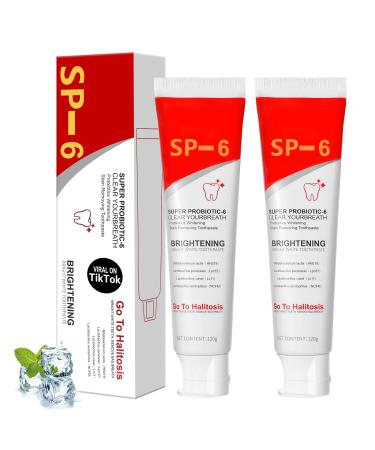 sp-6 Ultra whitening Toothpaste Super sp6 brightening Oral probiotic Pasta Dental sp 6 Bright White Toothpaste for Stain Removing Fresh Breath & Teeth Health 4.25 Ounce (Pack of 2) Red
