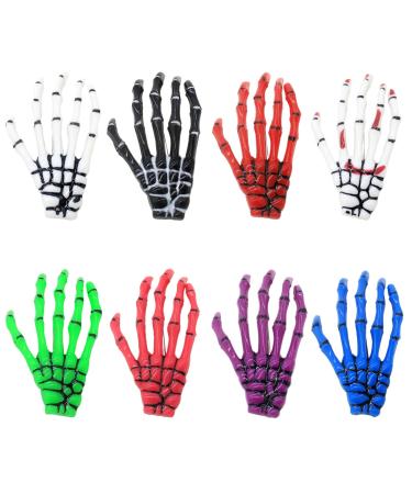 8 Pcs Halloween Skeleton Claws Hair Clips Skull Hand Barrettes Zombie Bone Claw Hair Clip Hairpins Headpiece Women Holiday Festival Party Decoration Cosplay Costume Cute Handmade Hair Accessories Colorful