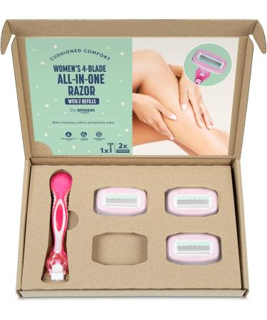 Amazon Women's All-in-One 4 Blade Razor + 2 Refills - Smooth & Precise Shave - Buy Online on GoSupps.com