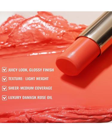 Oulac Orange Lipstick - Hydrating Lipstick & Tinted Lip Balm for Dry Lips | Juicy Glossy Finish Vegan Cruelty-Free - Orange Shock! - Buy Online on GoSupps.com