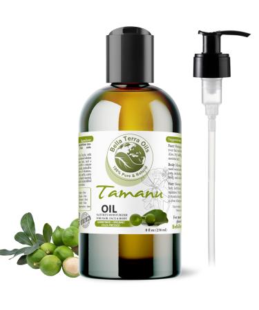 Bella Terra Oils - Organic Tamanu Oil 8 oz - Treasure Chest of Skin Nourishment High in Vitamin E & Fatty Acids Enhance Your Skin's Natural Glow 8 Fl Oz (Pack of 1)
