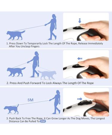 Buy Cemeow 5m Extendable Dog Leash with Flashlight & Safety Brake | Ergonomic Design for All Dog Sizes - Buy Online on GoSupps.com