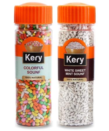 Kery White Sweet Mint Saunf & Colourful Saunf 2 Bottles 300g (Tini Mini Madrasi Mukhwas)_Packing May Vary