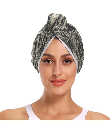 Violence Skull Dry Hair Cap & Quick Drying Towel Set | 2 Piece Super Absorbent Towel with Button Headband - Soft & Comfortable - Buy Online on GoSupps.com