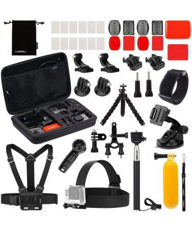 Luxebell Action Camera Accessory Kit for GoPro Hero Black Sliver 10 9 8 7 6 5 4 Session Max Akaso Xiaomi Accessories Tripod Head Chest Bike Mount With Case