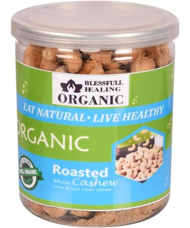 Blessfull Healing Organic Natural Vegan Onion & Sour Cream Roasted Whole Cashew Nuts Crunchy Kaju 250 Gram - Buy Online on GoSupps.com