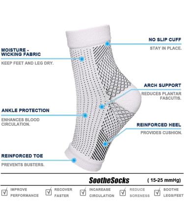 3 Pairs HushSocks Compression Neuropathy Socks | Soothe Neuropathy Pain | Anti-Fatigue Foot Sleeve Support (Black L/XL) - Buy Online on GoSupps.com