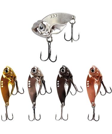 5PCS Fishing Spoon Lures Metal Spinner Blade Hard VIB Swimbaits Vibrating Jigging Sinking Lure - Sharp Treble Hooks - Bass, Walleye, Trout - 0.25oz to 0.71oz 0.54oz (15g) - Buy Online on GoSupps.com