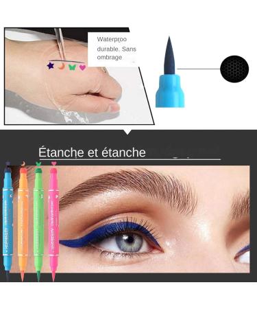  Naqqios Eyeliner Pencil with Stencil - Eye-Catching Look Eye Liner Pencil | Eye Makeup Stencil with Star Moon Butterflies Heart Shapes 4 Liquid Colors - Buy Online on GoSupps.com