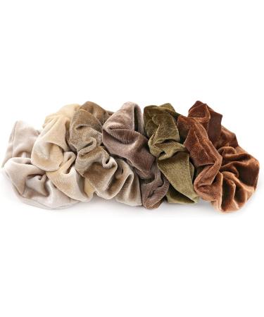 JOYOYO 6 Pcs Velvet Scrunchies for Women - Khaki Series Hair Scrunchies Set - Buy Online on GoSupps.com