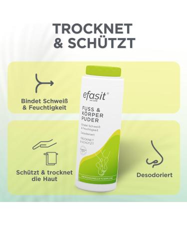 efasit Foot & Body Powder 100g - Absorbs Moisture - Protects Skin & Deodorizes Foot & Body Sweat - Buy Online on GoSupps.com