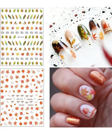 3D Self-Adhesive Fall Nail Stickers - Autumn Maple Leaf Design for Acrylic Nails - Thanksgiving Nail Accessories (8 Sheets) - Buy Online on GoSupps.com