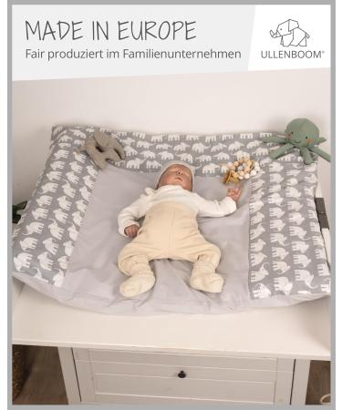 ULLENBOOM Gray Elephants 75x85 cm Diaper Pad Cover - Removable Cotton Baby Changing Table Wrap (EU Made) - Buy Online on GoSupps.com