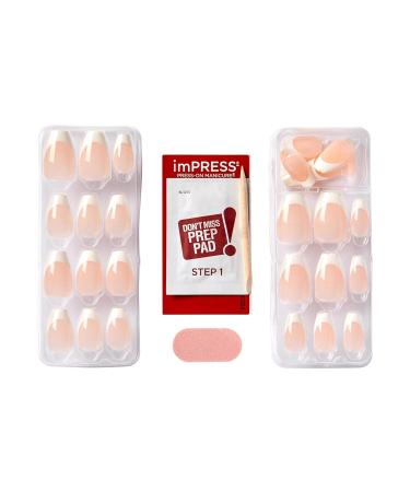 KISS imPRESS No Glue Press-On Nails - French Manicure Light Neutral & White Tips Medium Coffin Shape 30 Nails + Accessories - Buy Online on GoSupps.com