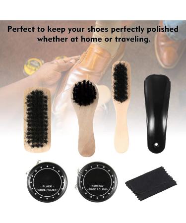 KOCAN 8PCS Shoe Shine Care Kit Black and Neutral Polish Brushes for Boots Shoes Sneakers Style 1 - Buy Online on GoSupps.com