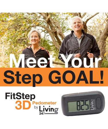 Living247 FitStep 3D Pedometer for Seniors - Easy One Button Step Counter - Buy Online on GoSupps.com