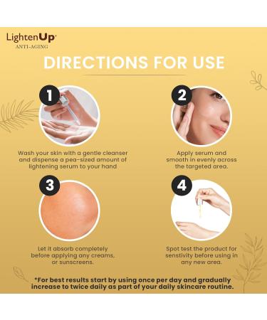 LightenUp Skin Brightening Serum - 30ml / 1 Fl oz - Effective for Freckles Sunspots Age spots - with Argan Oil Shea Butter and Alpha Arbutin - Buy Online on GoSupps.com