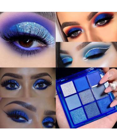 MAEPEOR Blue Silver Eyeshadow Palette - 9 Colors Cool Toned Matte Glitter, Longlasting & Waterproof Eye Shadow for Girls and Women - Buy Online on GoSupps.com