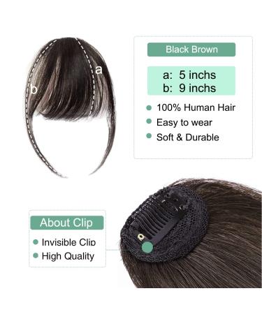 Real Human Hair Clip-in Wispy Bangs with Temples - Brown/Black | Air Bangs Hairpiece for Women - Buy Online on GoSupps.com
