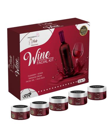 Red Wine Facial Kit for Women & Men - Beauty Parlour Set of 5 | 275g - Best Anti-Aging Skincare - Buy Online on GoSupps.com