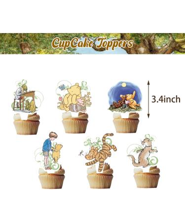 25Packs Pooh Bear Cake Toppers Cupcake Toppers Girl Winnie Bear Birthday Party Decoration Cake Decorations for Pooh Bear party Supplies - Buy Online on GoSupps.com
