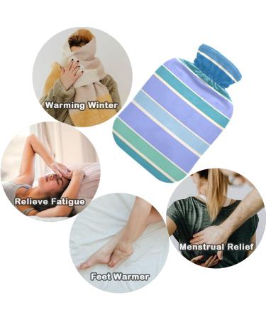 NAANLE Hot Water Bottle with Cover - 2L Large Blue Striped Heat & Cold Therapy Bag for Pain Relief Hand & Foot Warmer - Buy Online on GoSupps.com