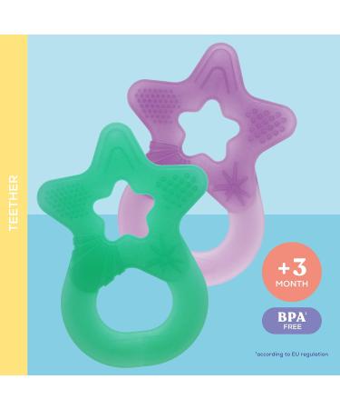 Dentistar Bei ring 2 Set - Baby Teether for 3 Months+ | Soft Dental Aid & Massage Ring - Made in Germany - Gr n & Lila - Buy Online on GoSupps.com