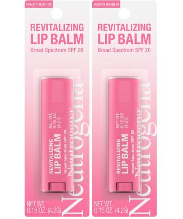 Neutrogena Revitalizing and Moisturizing Tinted Lip Balm with Sun Protective Broad Spectrum SPF 20 Sunscreen, Lip Soothing Balm with a Sheer Tint in Color Healthy Blush 20, 15 oz (Pack of 2)