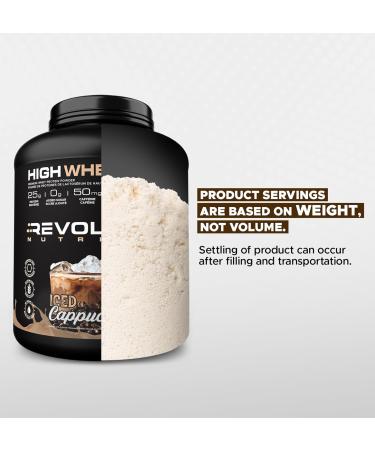 Revolution Nutrition High Whey Protein Powder Whey Isolate Gluten Free Lean Muscle Mass For Men & Women 25g of Protein Per Scoup 2.7kg 73 Servings (Caffeinated Iced Cappuccino 6 Pound) Caffeinated Iced Cappuccino 6 Pound - Buy Online on GoSupps.com