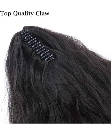24" Long Ponytail Extensions Yaki Synthetic Claw Clip in Pony Tails Corn Wave Ponytail Curly Hairpiece for Women Natural Black 24inch (Pack of 1) Yaki-Natural Black - Buy Online on GoSupps.com