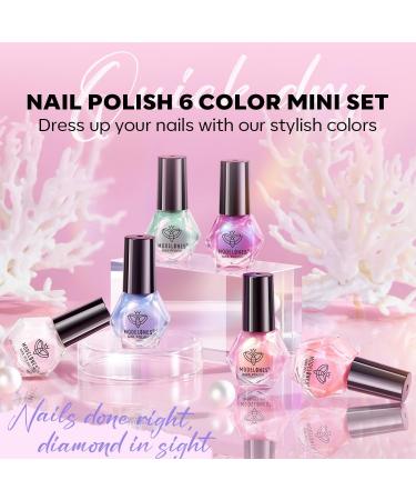 Modelones Nail Polish 6 Colors Shimmer Pearl White Pink Mermaid Purple Nail Polish Set Summer Quick Dry Nail Polish Finger Nail Polish Manicure Diy Nail Art Salon Home For Women - Buy Online on GoSupps.com