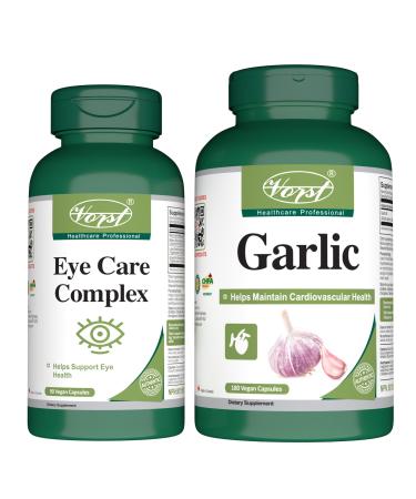 VORST Eye Care Complex 90 Vegan Capsules & Garlic 180 Vegan Capsules (Combo Bundle 2 bottles)