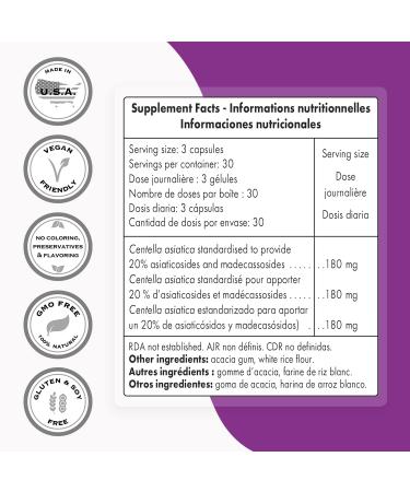 Supersmart Centella Asiatica 180mg - Skin & Brain Support - 90 Non-GMO Vegetarian Capsules - Buy Online on GoSupps.com