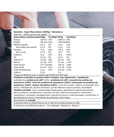 Dymatize Super Mass Gainer Glucide Fraise 2 9 kg - Poudre Weight-Gainer + Glucides BCAA et Cas ine - Buy Online on GoSupps.com